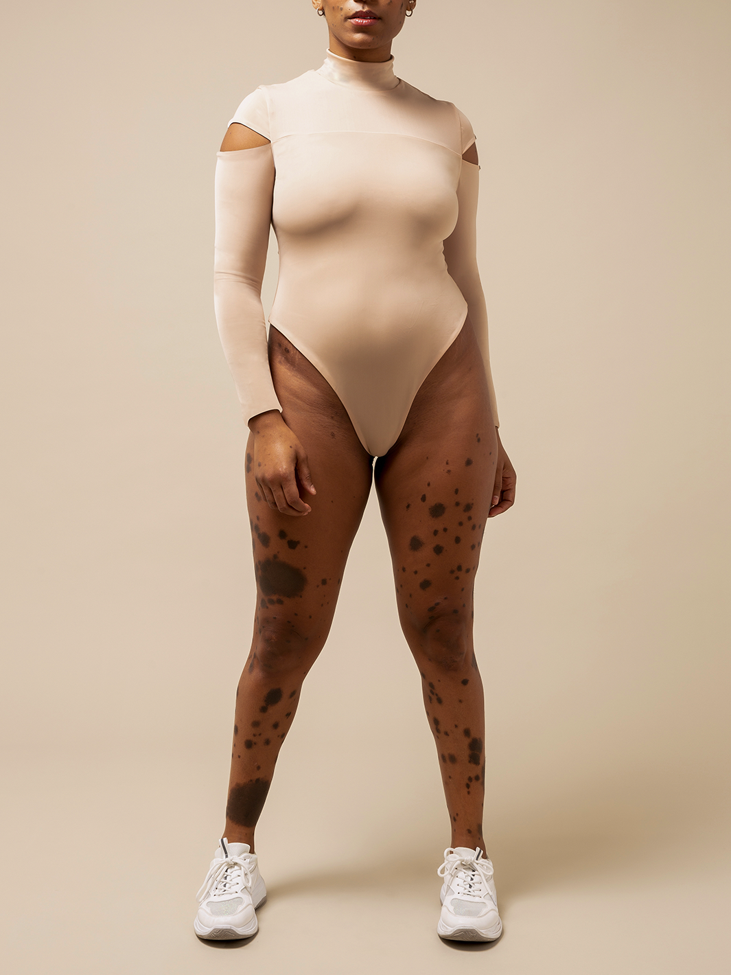 Turtle Neck Bodysuit Khaki/Nude