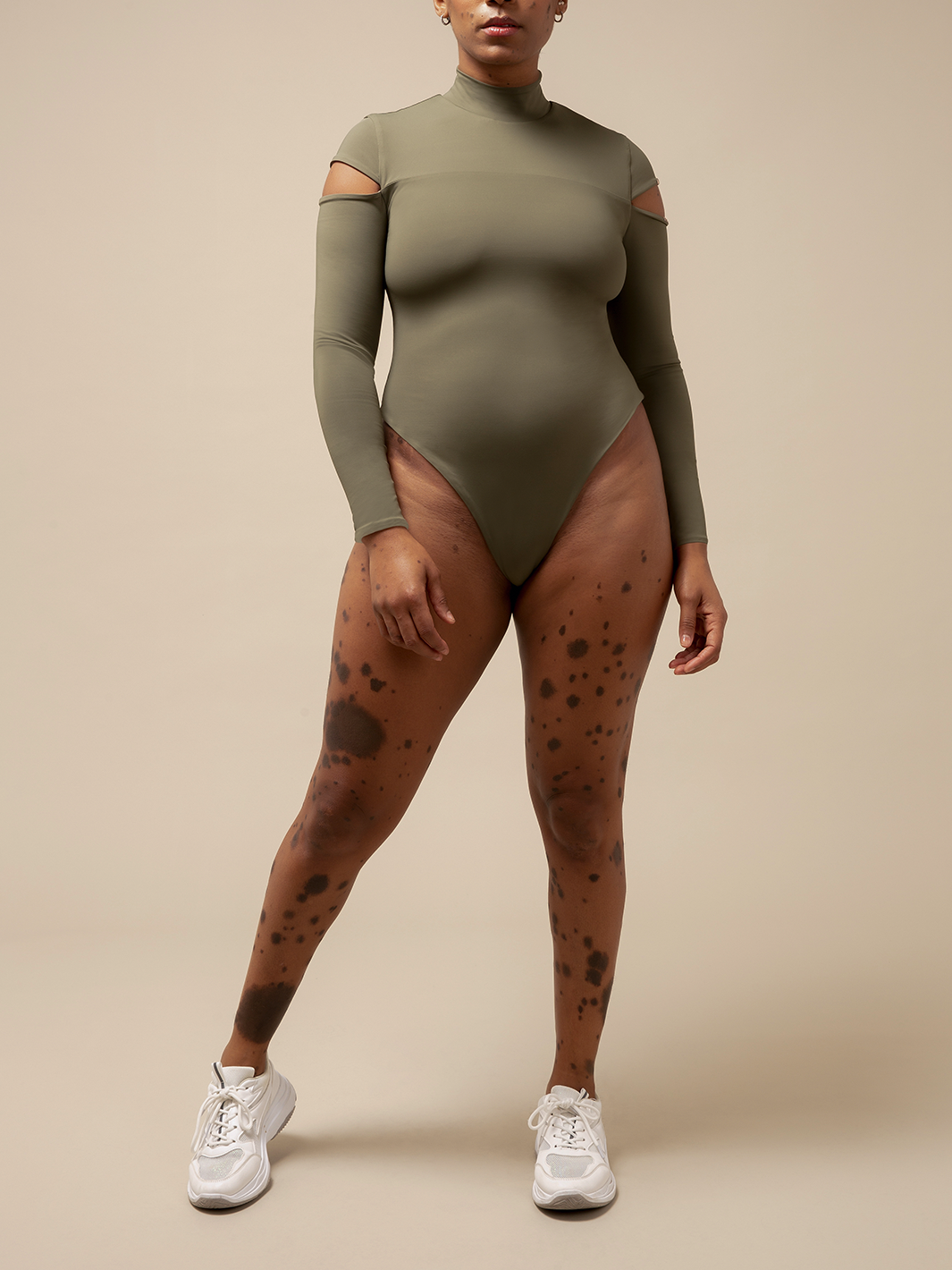 Turtle Neck Bodysuit Khaki/Nude