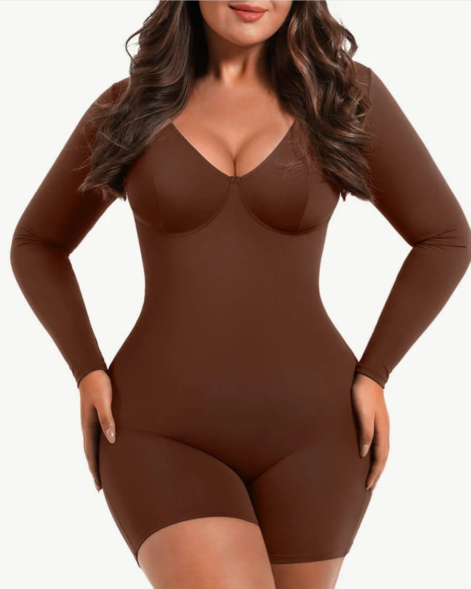 Slimming Lace Bodysuit Shapewear With Long Sleeves –